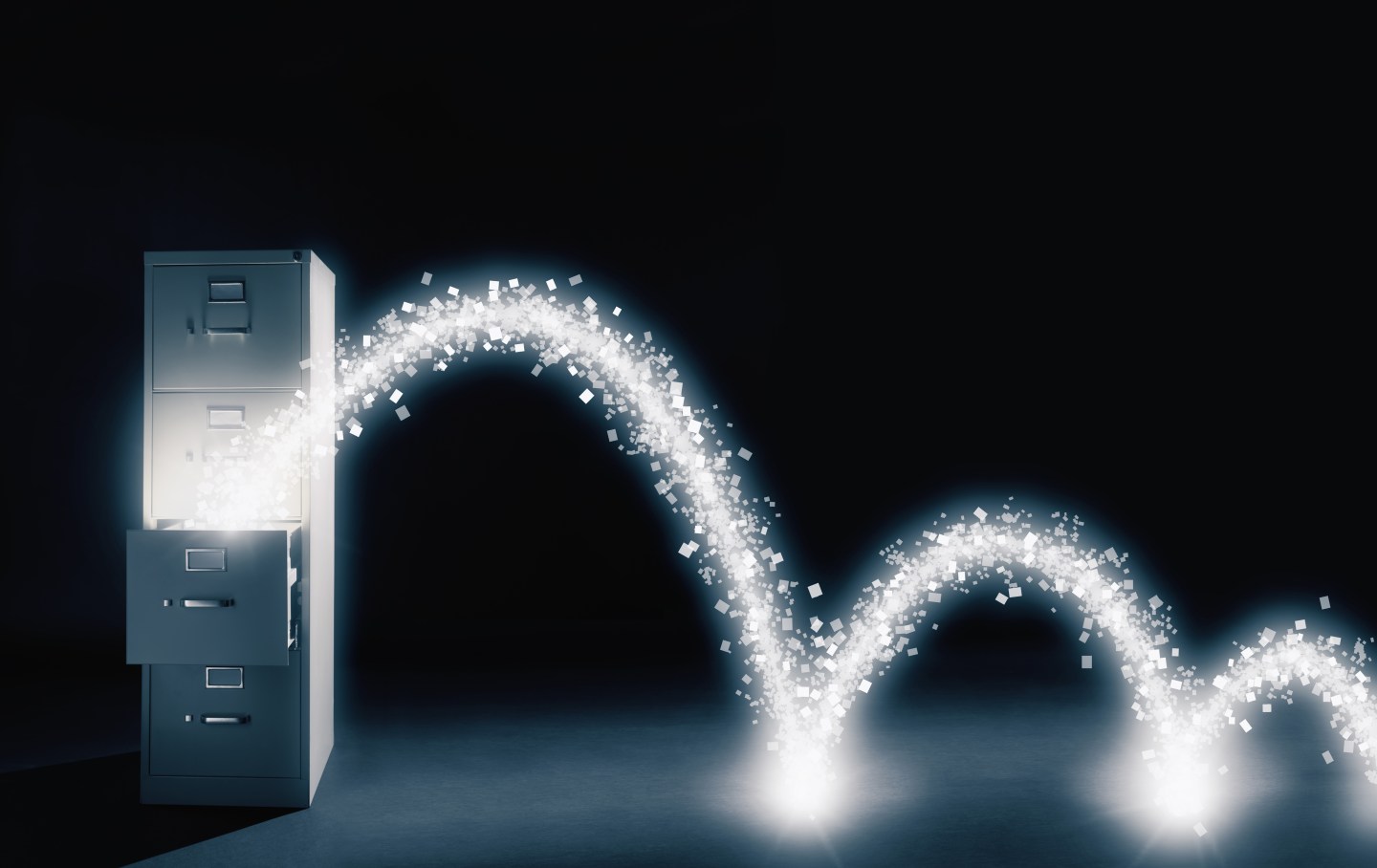 Bright trail from cabinet drawer