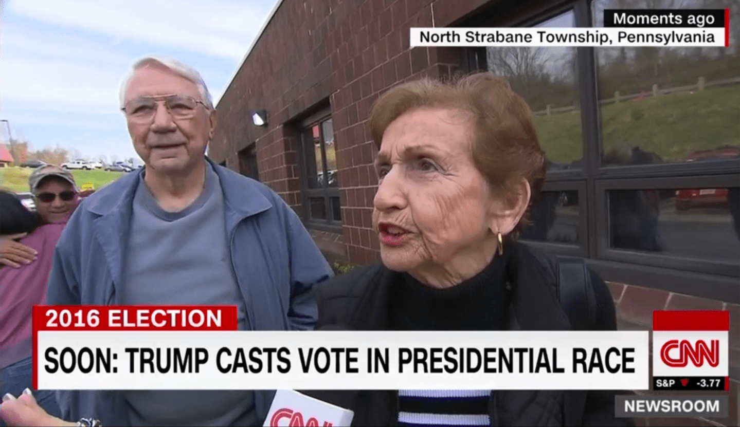 Watch a Longtime Married Couple Split on Election Adorably Bicker While Waiting to Vote