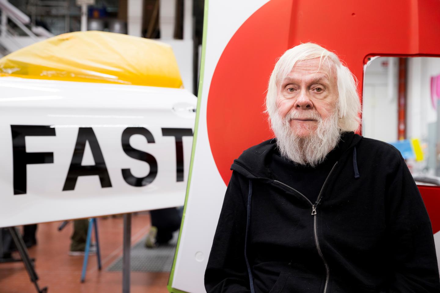 Painting of John Baldessari Art Car.