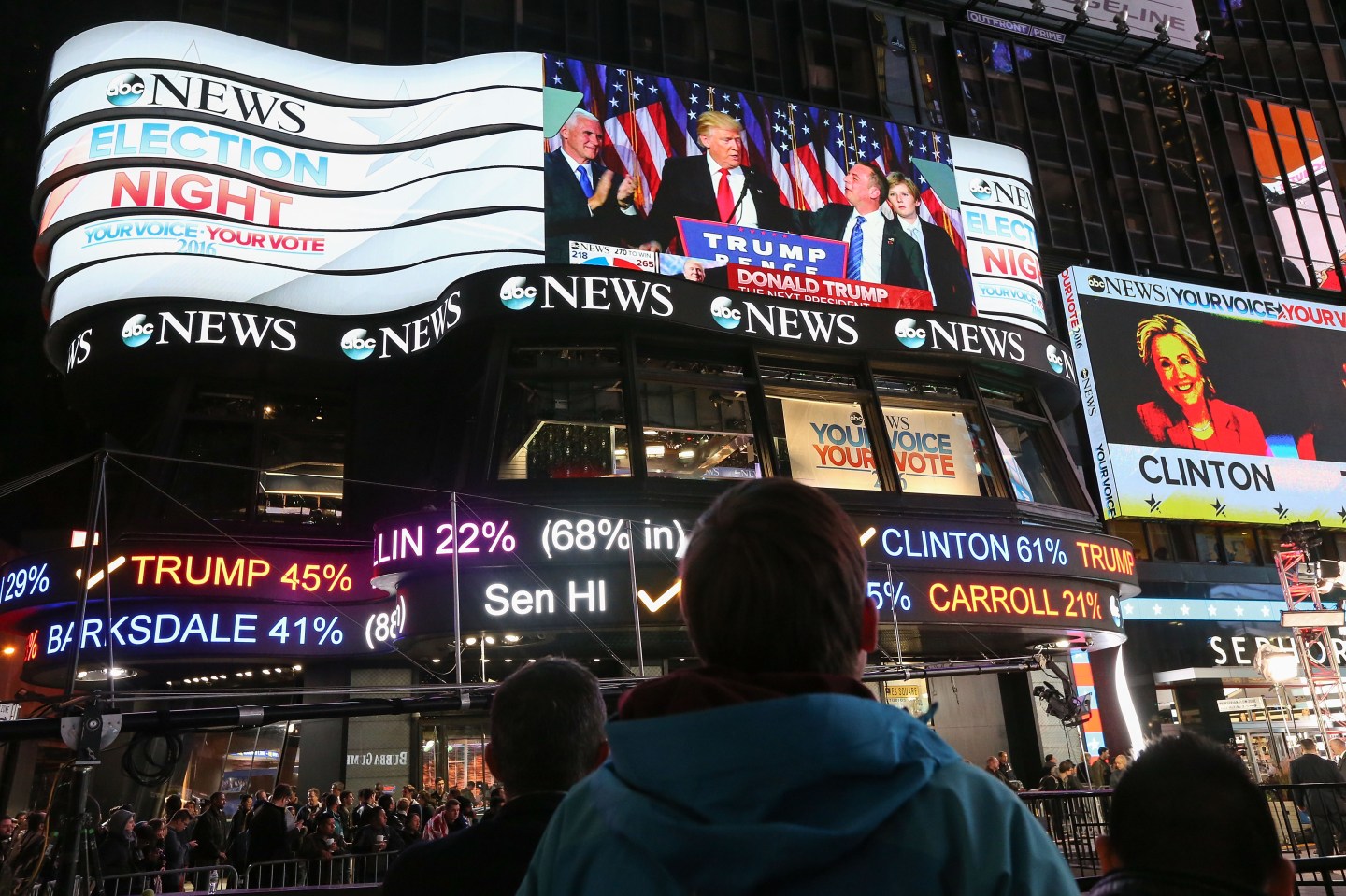 Crowds Gather In New York To Watch Election Results From Across The Country