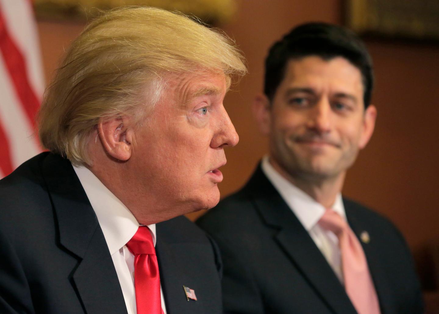 U.S. President-elect Donald Trump meets with Speaker of the House Paul Ryan on Capitol Hill in Washington