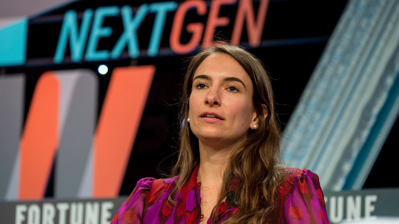 Accion Systems Founder and CEO Natalya Brikner speaking at Fortune Most Powerful Women NextGen Summit in Laguna Niguel.