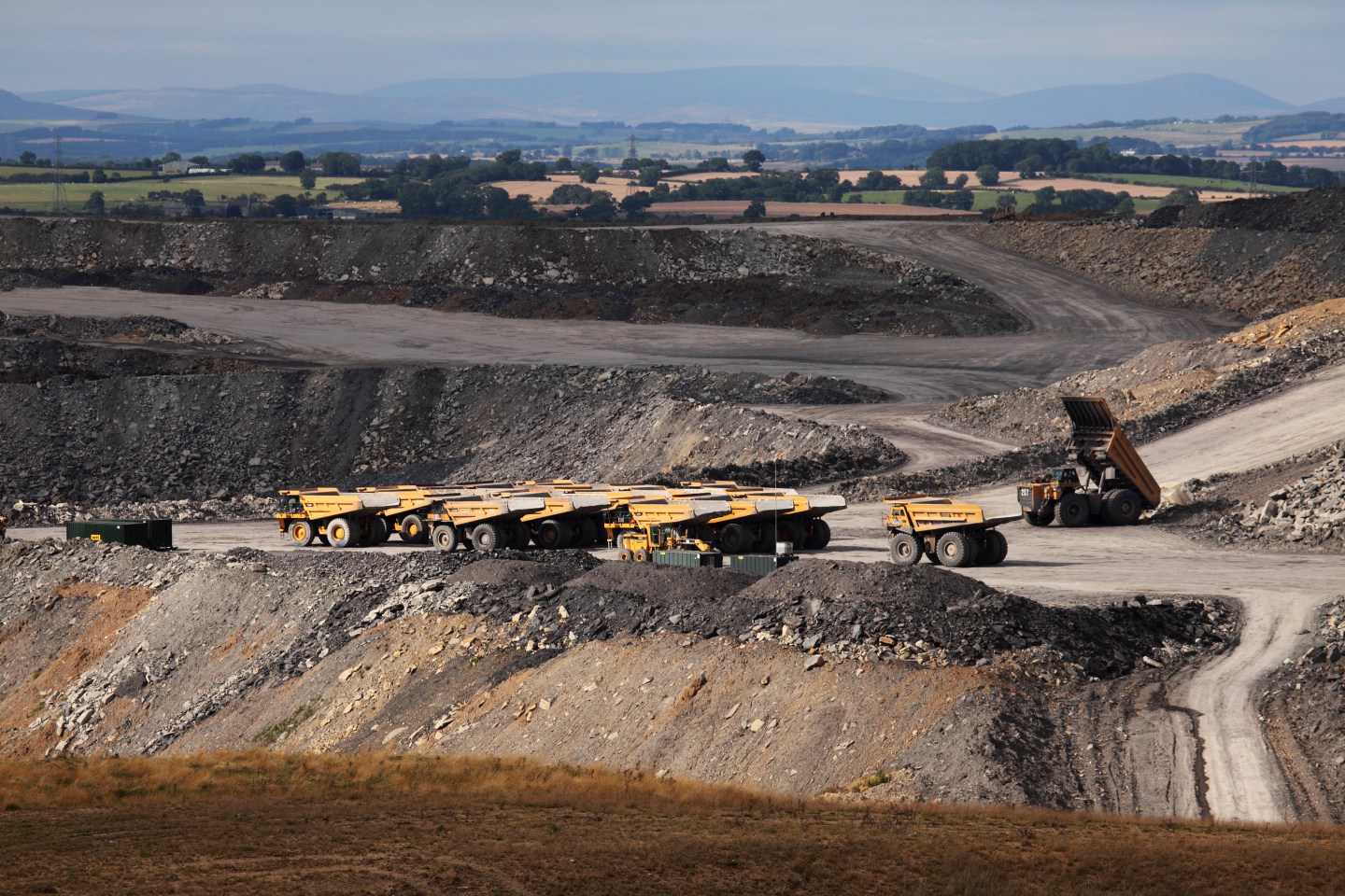 Trucks at Shotton Opencast Coal Site near Cramlington, Northumberland