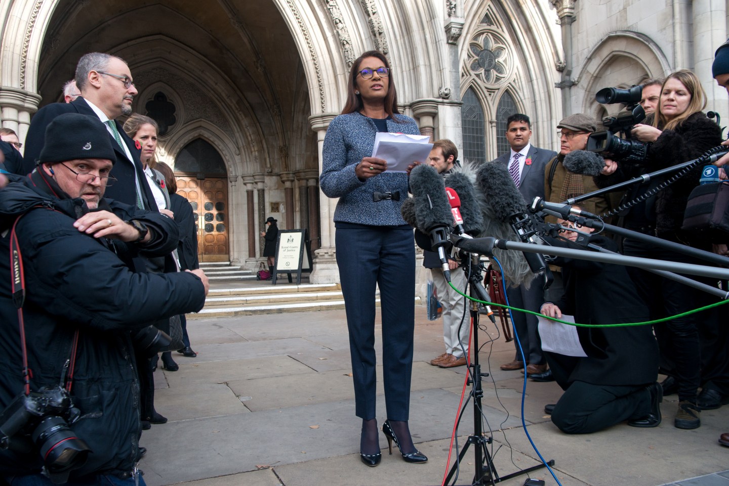 Gina Miller  speak to the Press. The High Court ruled that