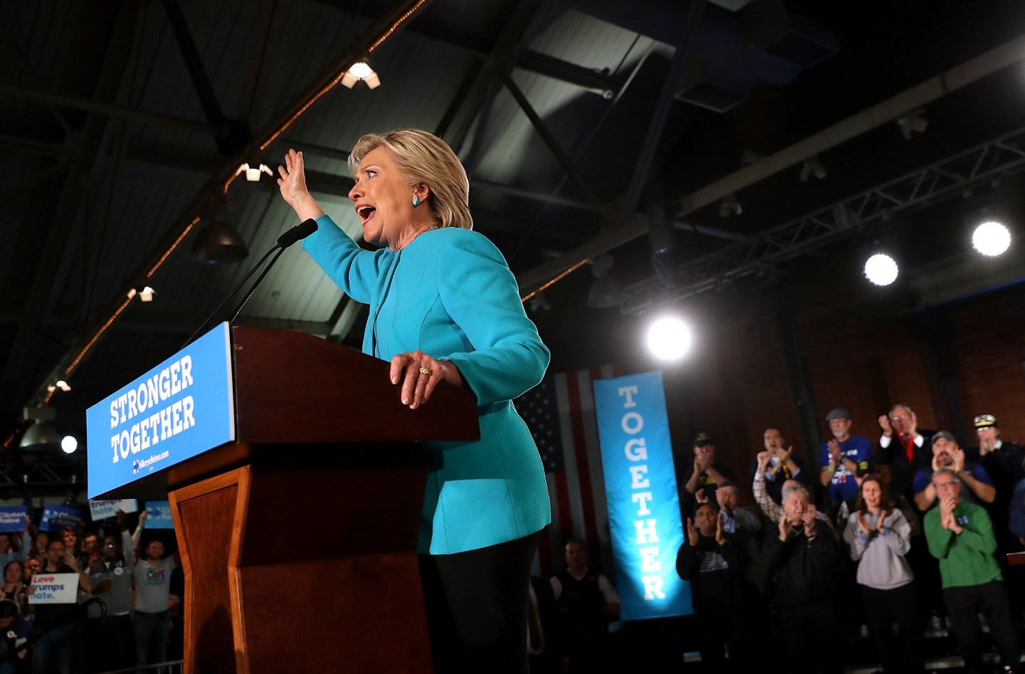 Hillary Clinton Campaigns In Crucial States Ahead Of Tuesday's Presidential Election