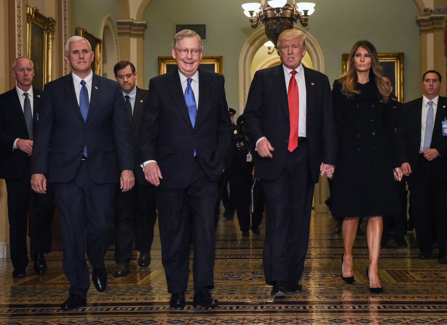 President Elect Donald Trump comes to the U.S. Capitol to meet with Senate Majority Leader Mitch McConnell(R-KY) in Washington, DC.