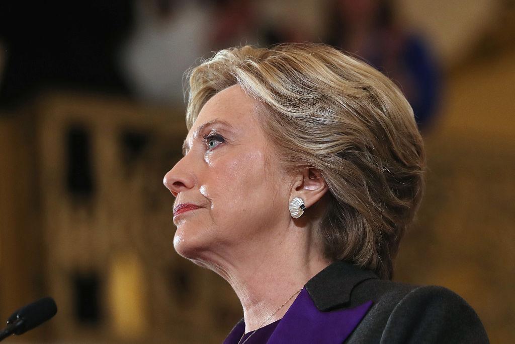 Hillary Clinton concedes the presidential election at the New Yorker Hotel on Nov. 9, 2016 in New York City.