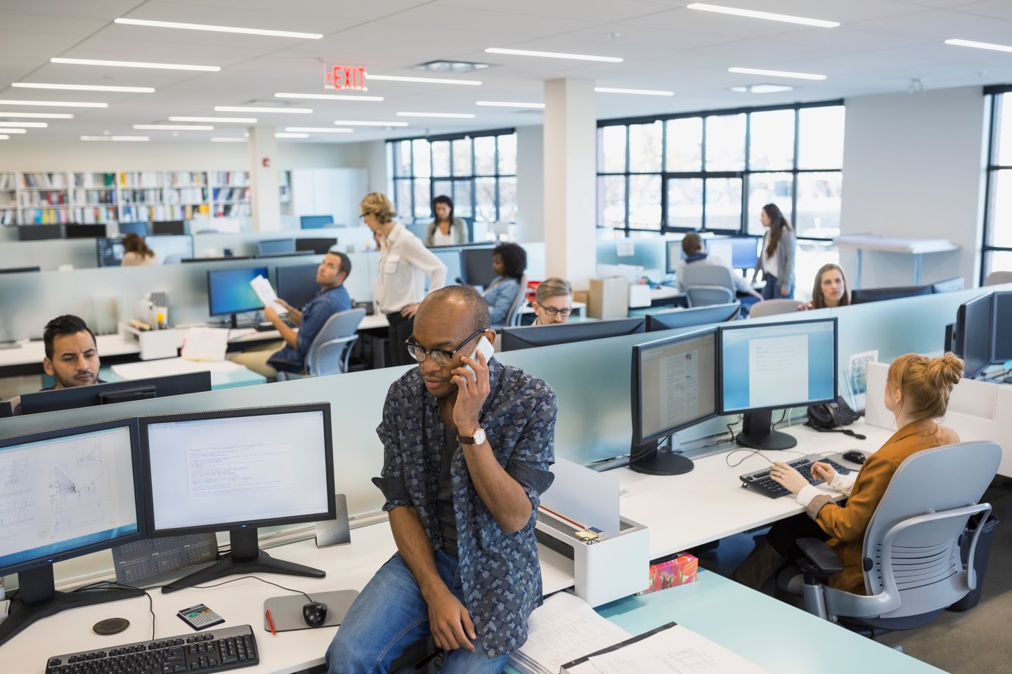 Business people working in open office