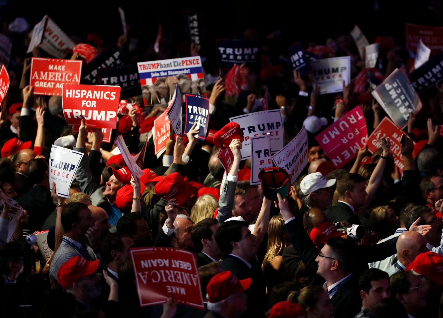 Trump supporters celebrate as election returns come in at Republican U.S. presidential nominee Donald Trump's election night rally in New York