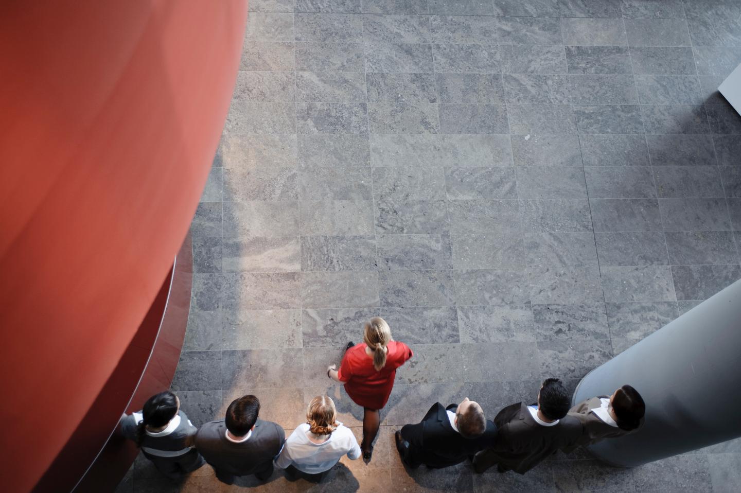 Woman is making first step in a row