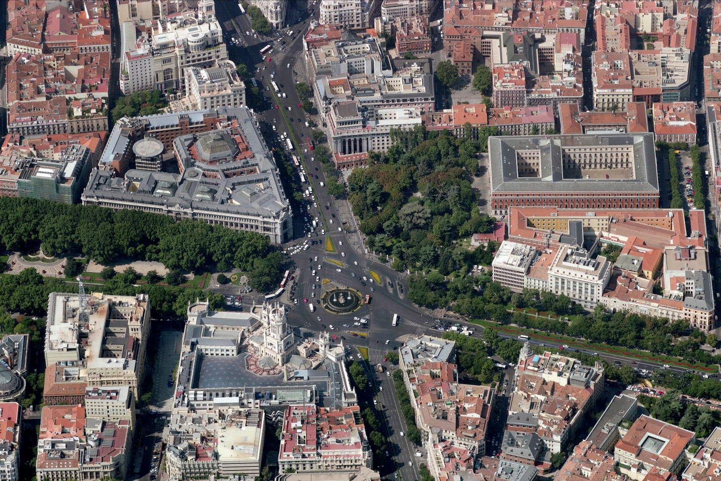 Aerial View Of Plaza De Cibeles, Madrid