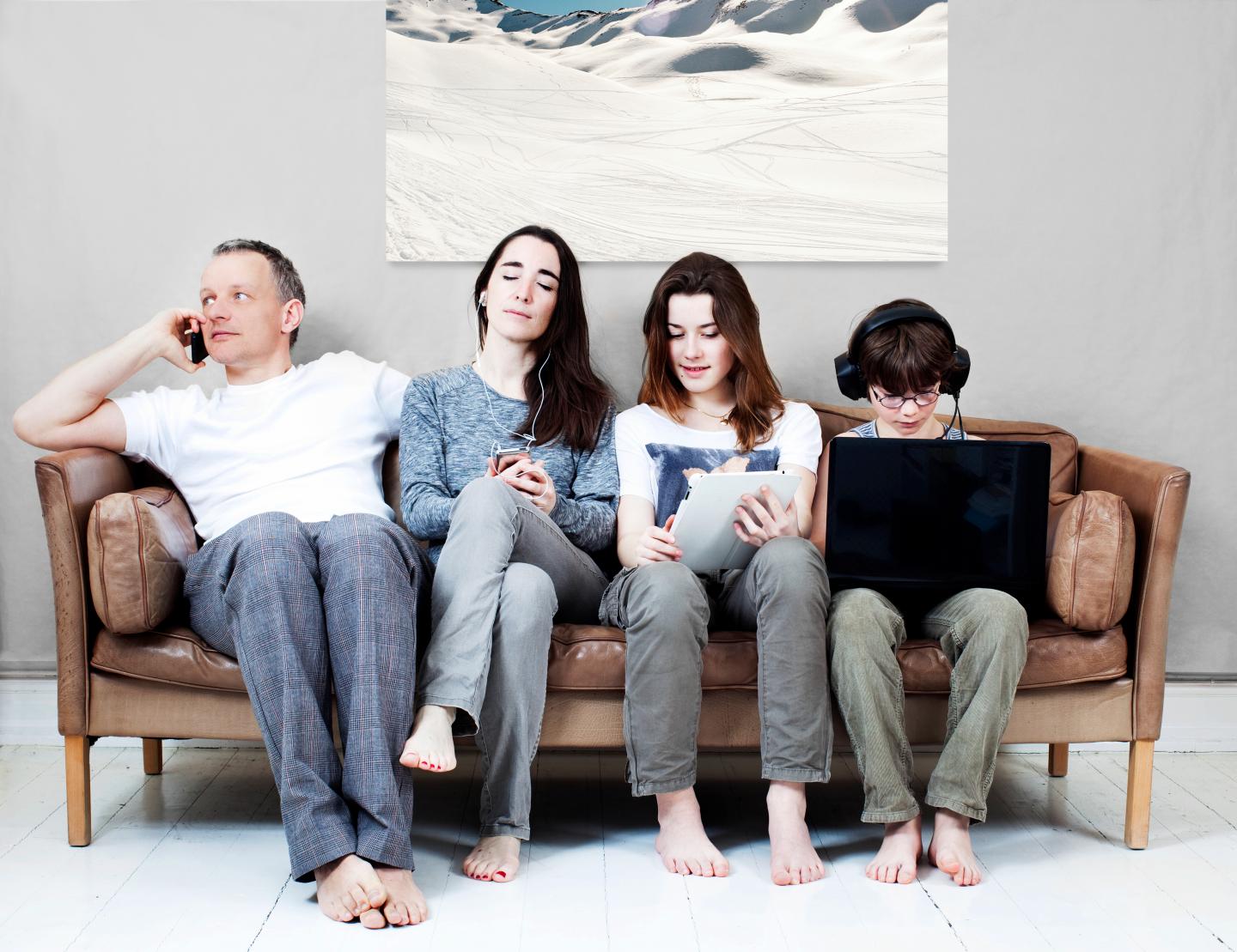 Family on sofa