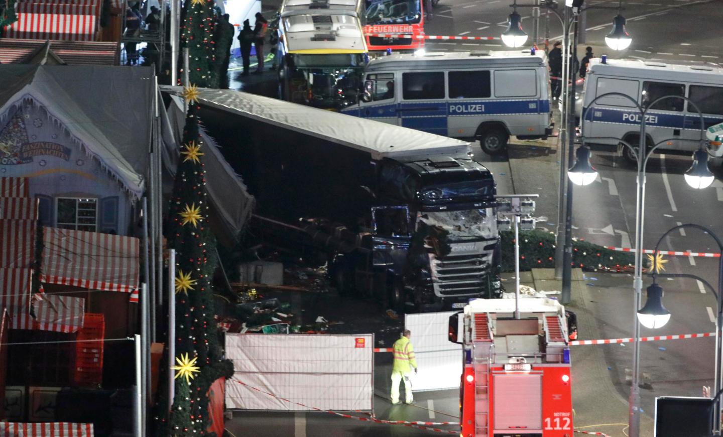 A general view shows the site where a truck ploughed through a Berlin Christmas market