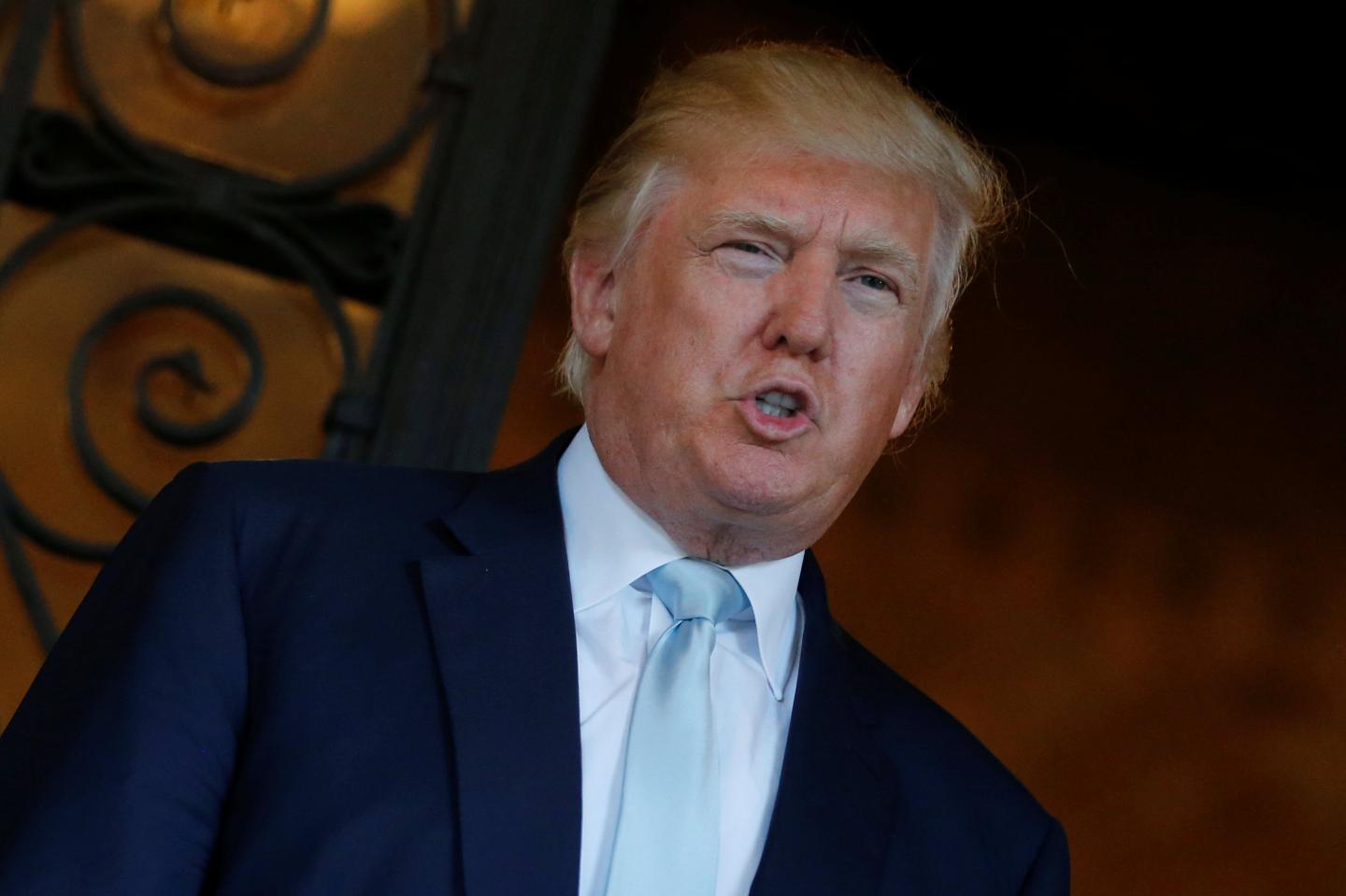 U.S. President-elect Trump delivered brief remarks to reporters at the Mar-a-lago Club in Palm Beach, Florida