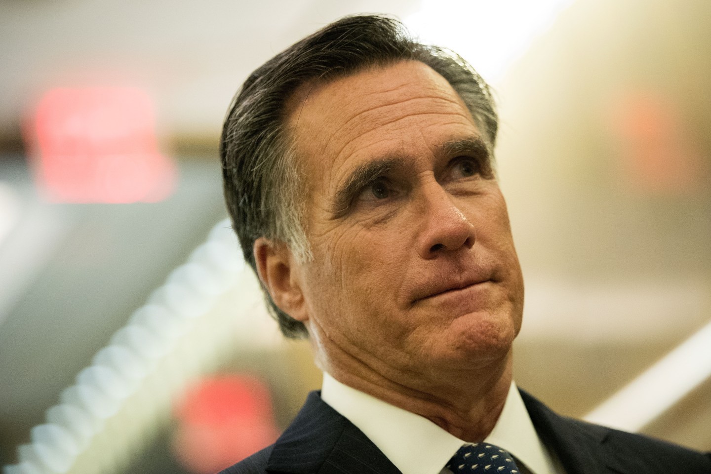 Mitt Romney speaks to reporters after dining with President-elect Donald Trump at Jean Georges restaurant, November 29, 2016 in New York City.