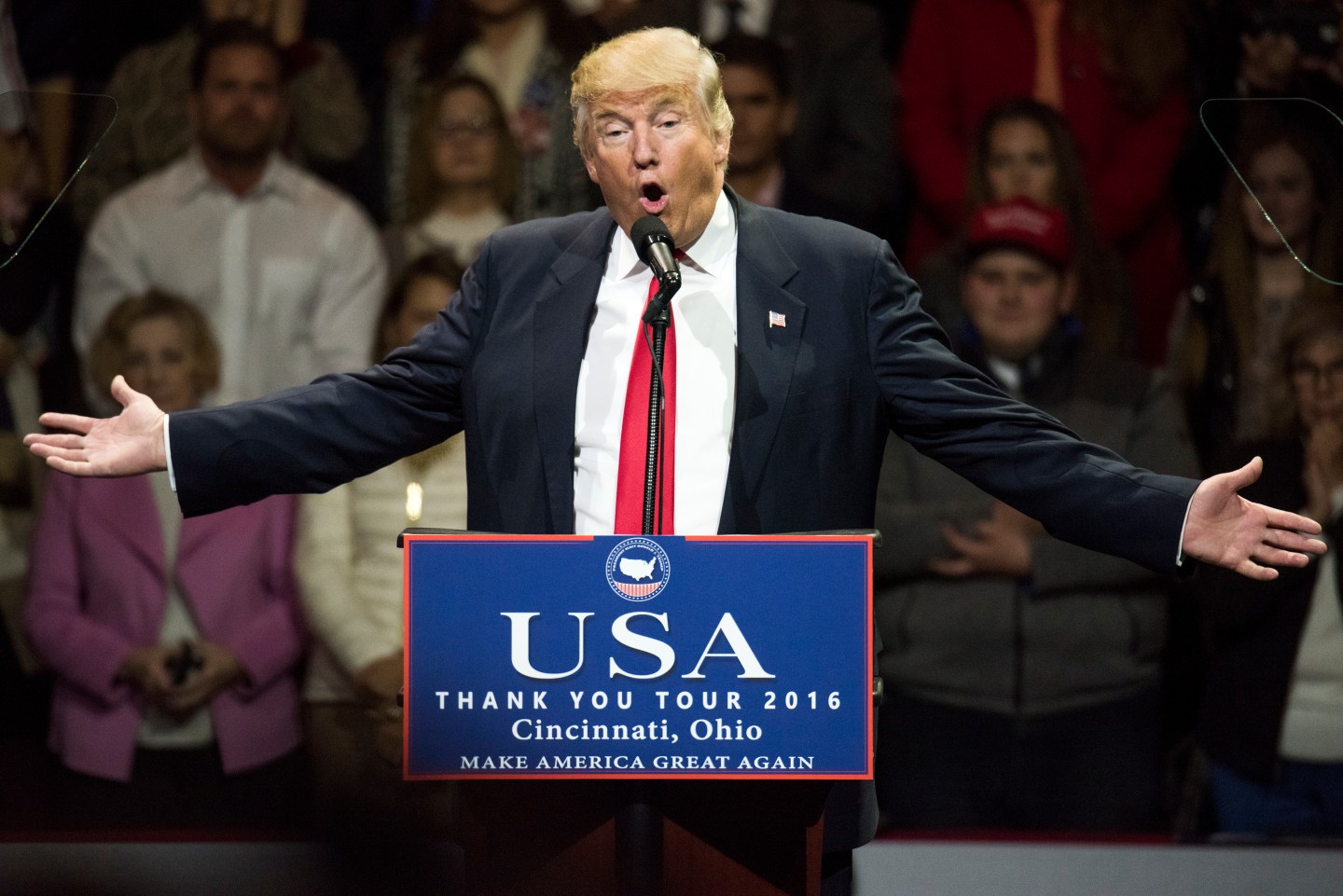 President-Elect Donald Trump And Vice President Elect Pence Hold Election Victory Rally In Ohio