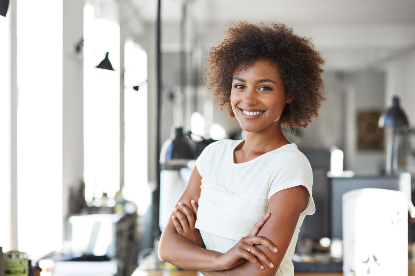 Portrait of cool creative businesswoman