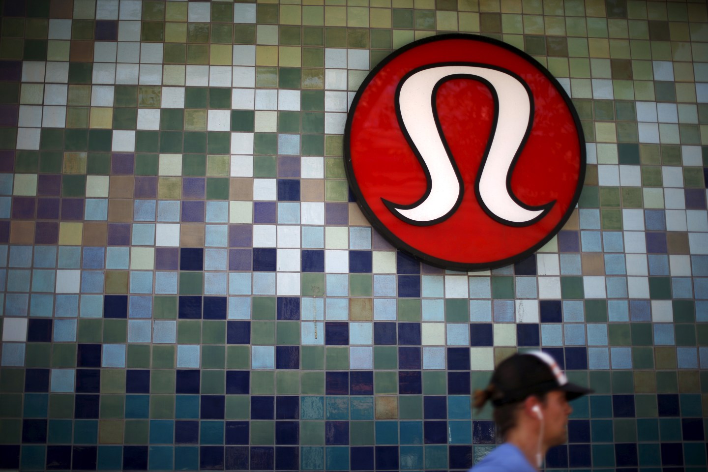 A Lululemon store logo is pictured on a shop in Santa Monica