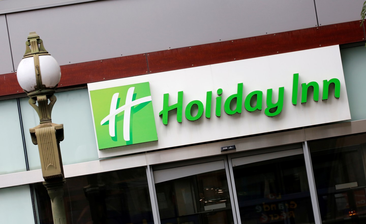 The Logo of a Holiday Inn Hotel is pictured in Paris