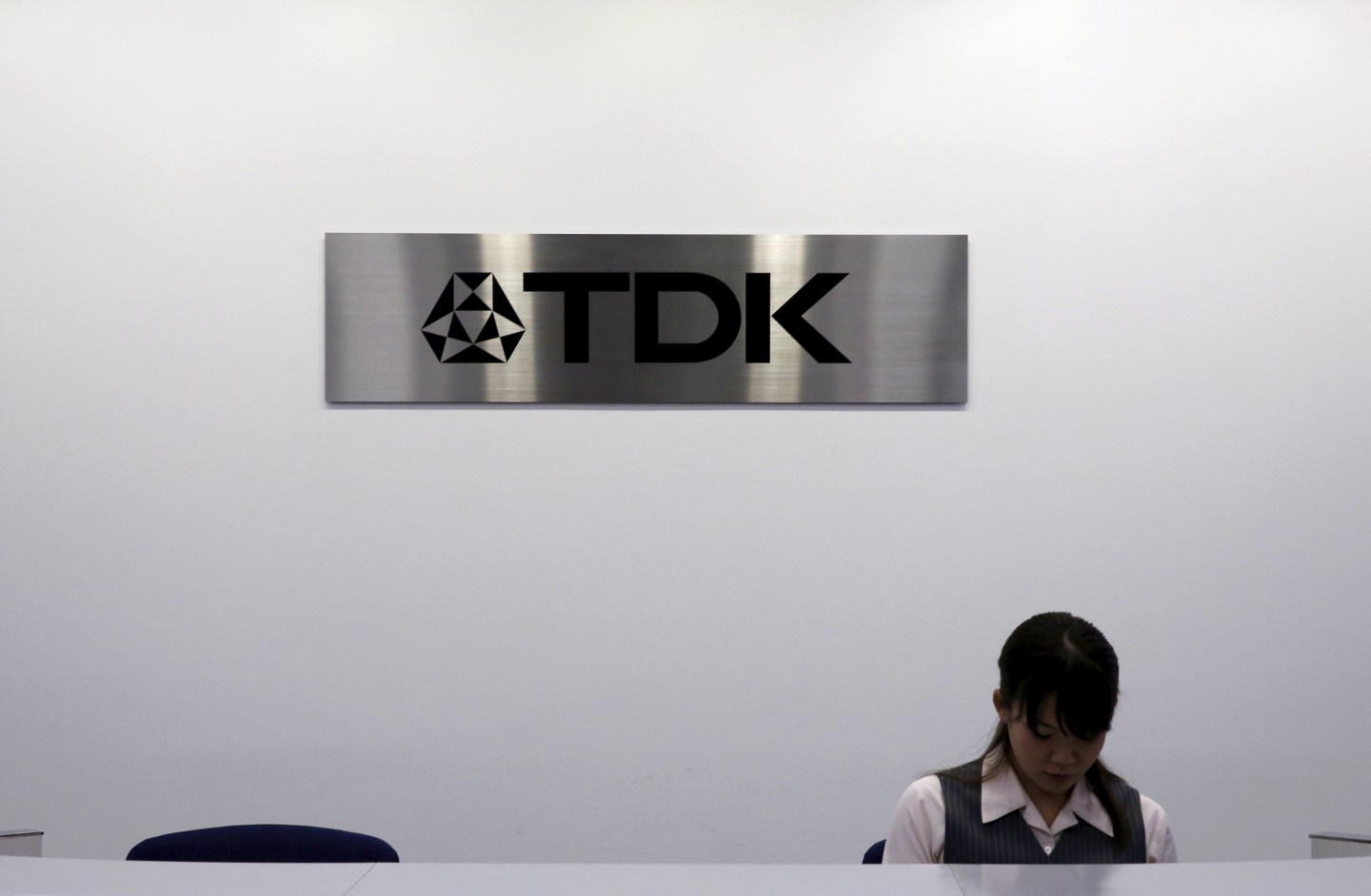 Logo of TDK Corp is pictured at the company headquarters in Tokyo