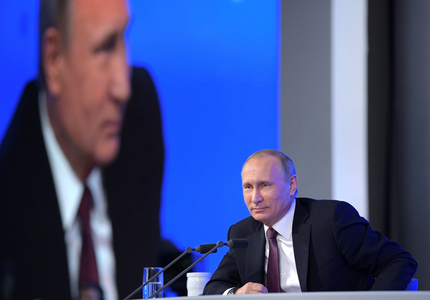 Russian President Putin attends his annual end-of-year news conference in Moscow