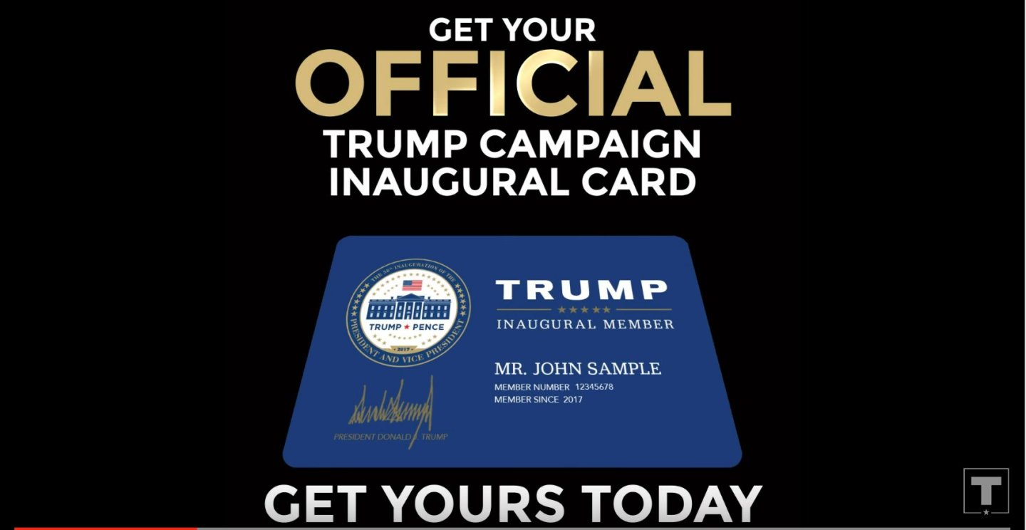 Donald Trump is selling "inaugural cards" for a minimum donation of $35.