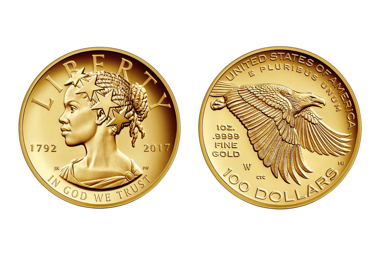 The U.S. Mint’s New $100 Gold Coin Portrays Liberty as an African-American Woman