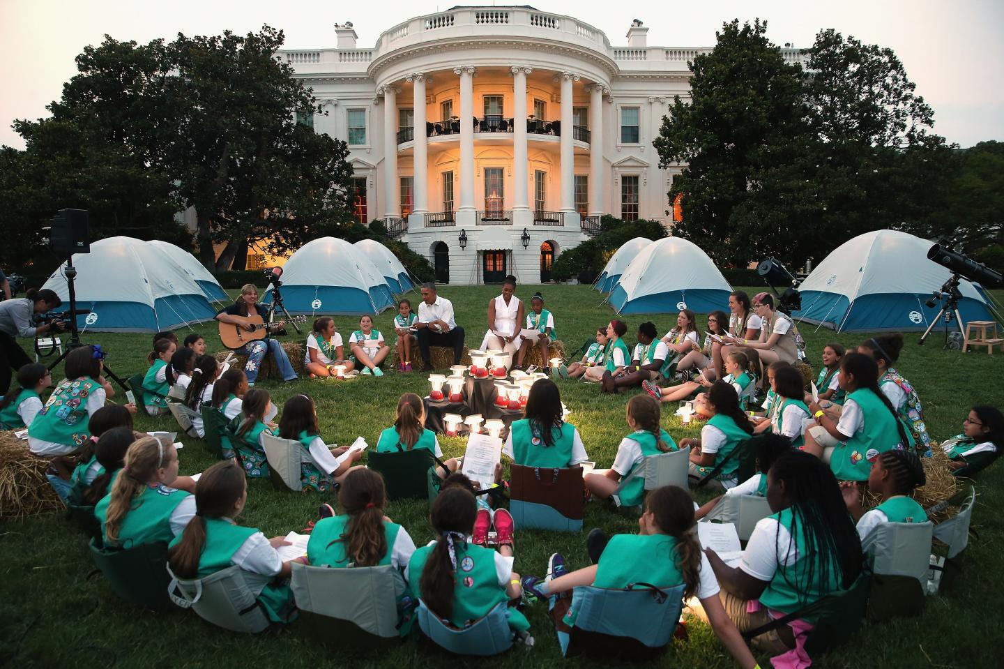 President, First Lady Host Girls Scouts At First-Ever White House Campout