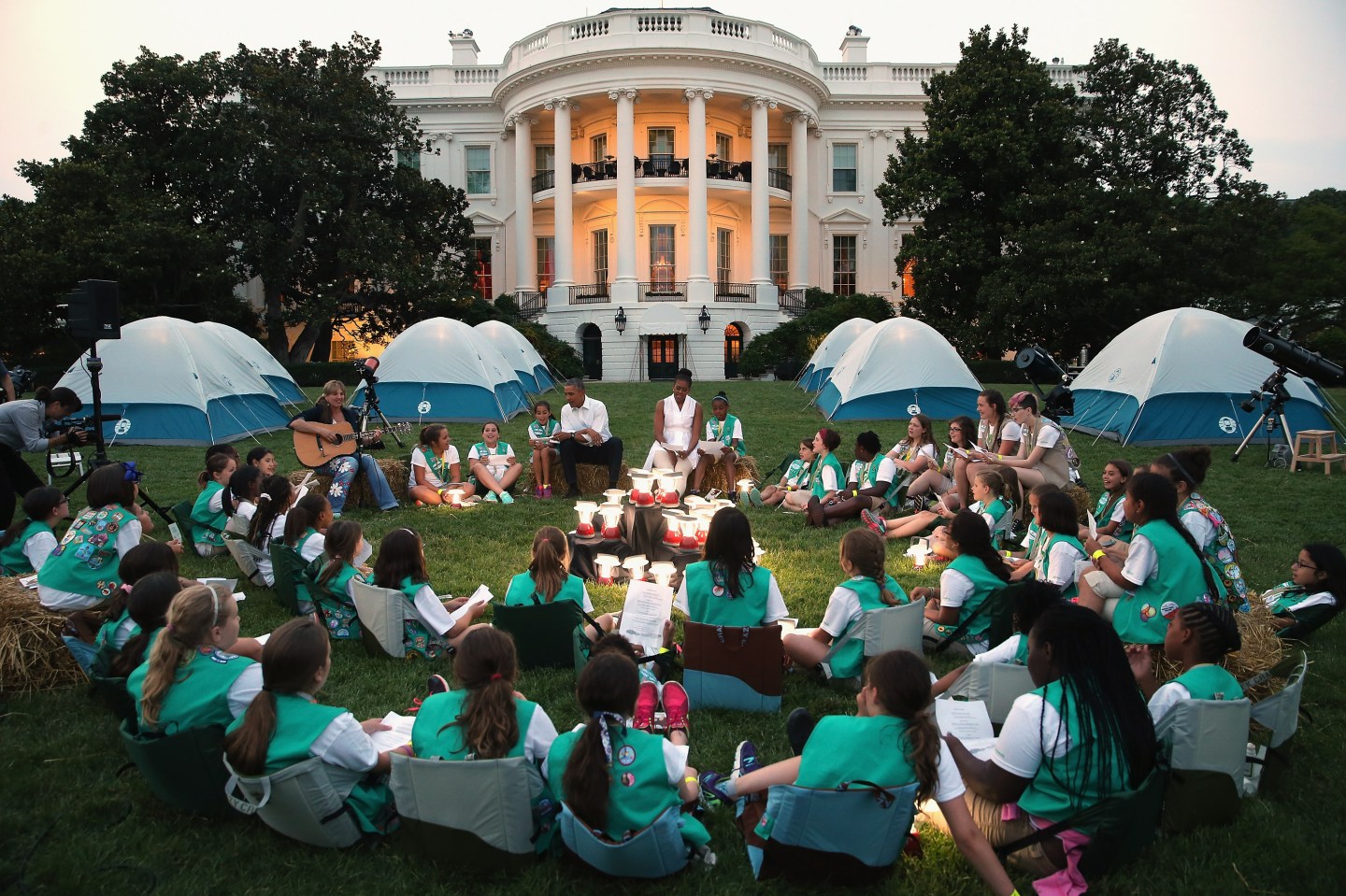 President, First Lady Host Girls Scouts At First-Ever White House Campout