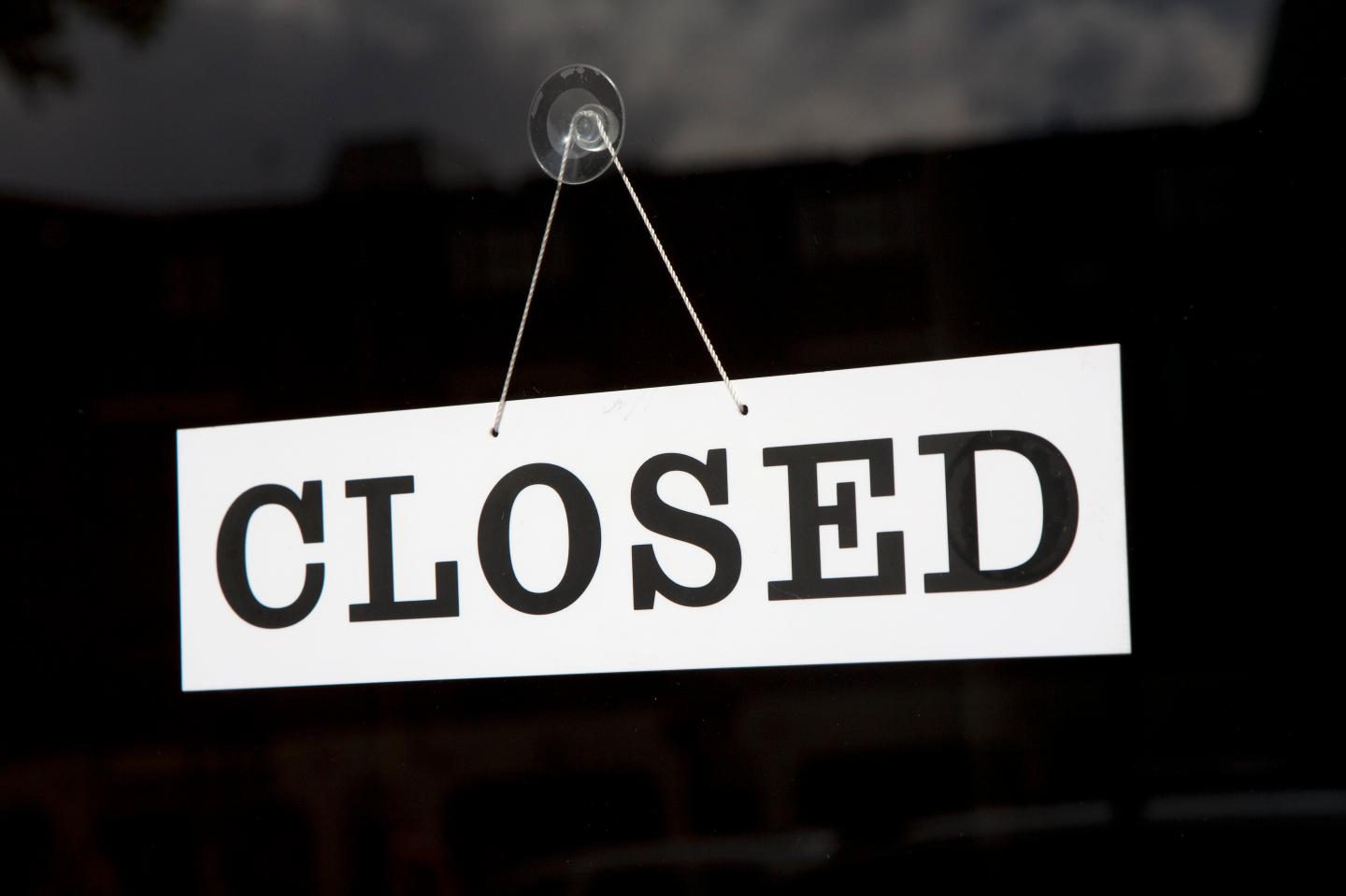 Closed sign in shop