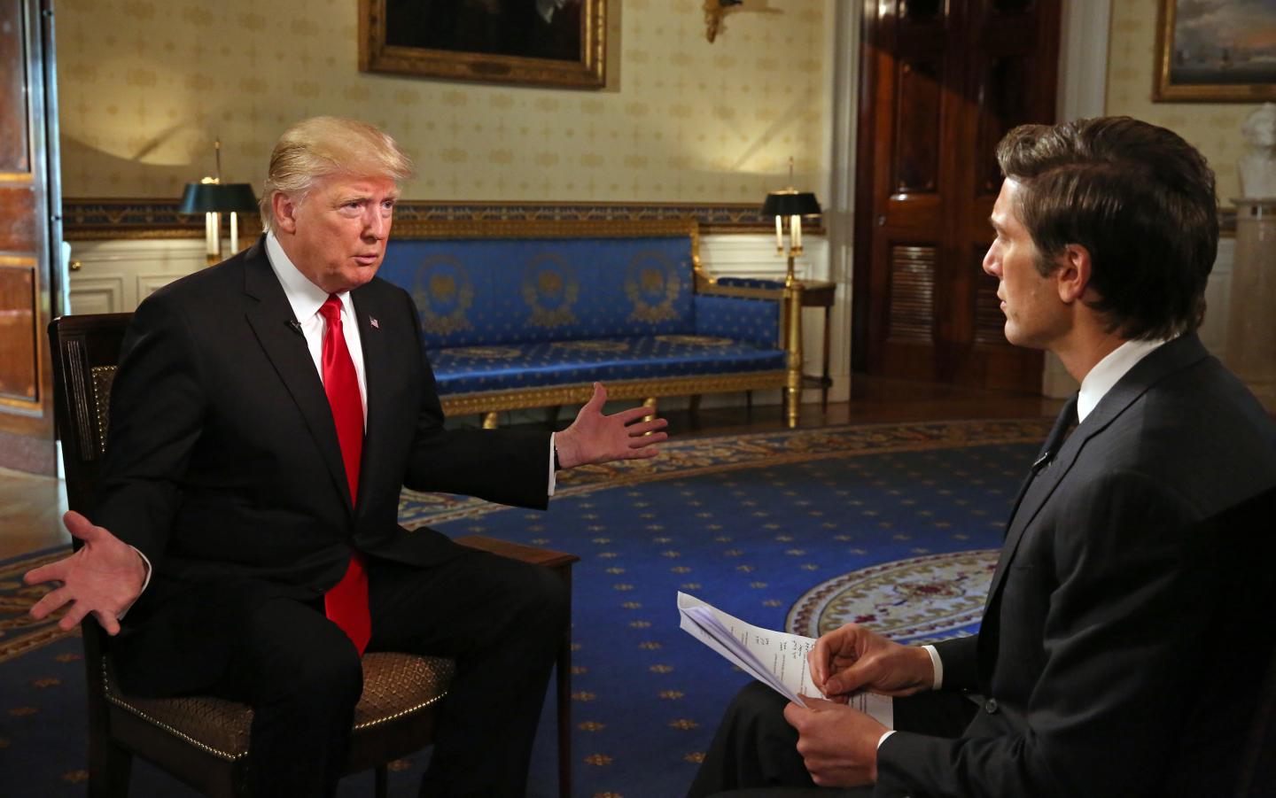 ABC News' David Muir talks to President Donald J. Trump from the White House in Washington, DC in his first one-on-one television interview since being sworn in as the 45th president of the United States.
