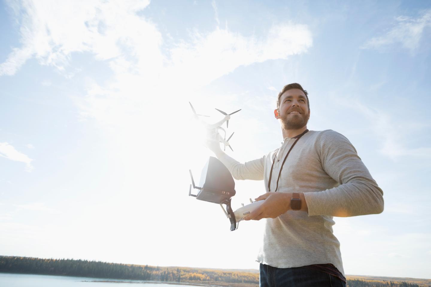 Man with drone equipment