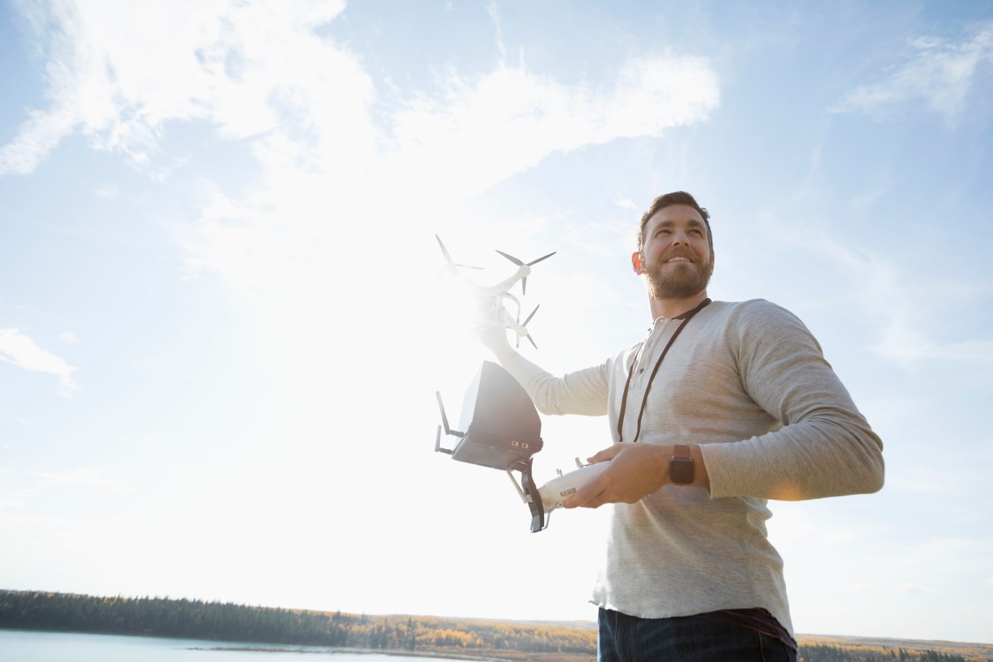 Man with drone equipment