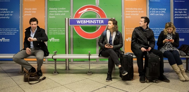 Amazon Web Services refashioned Westminster Tube Station as "Webminster."