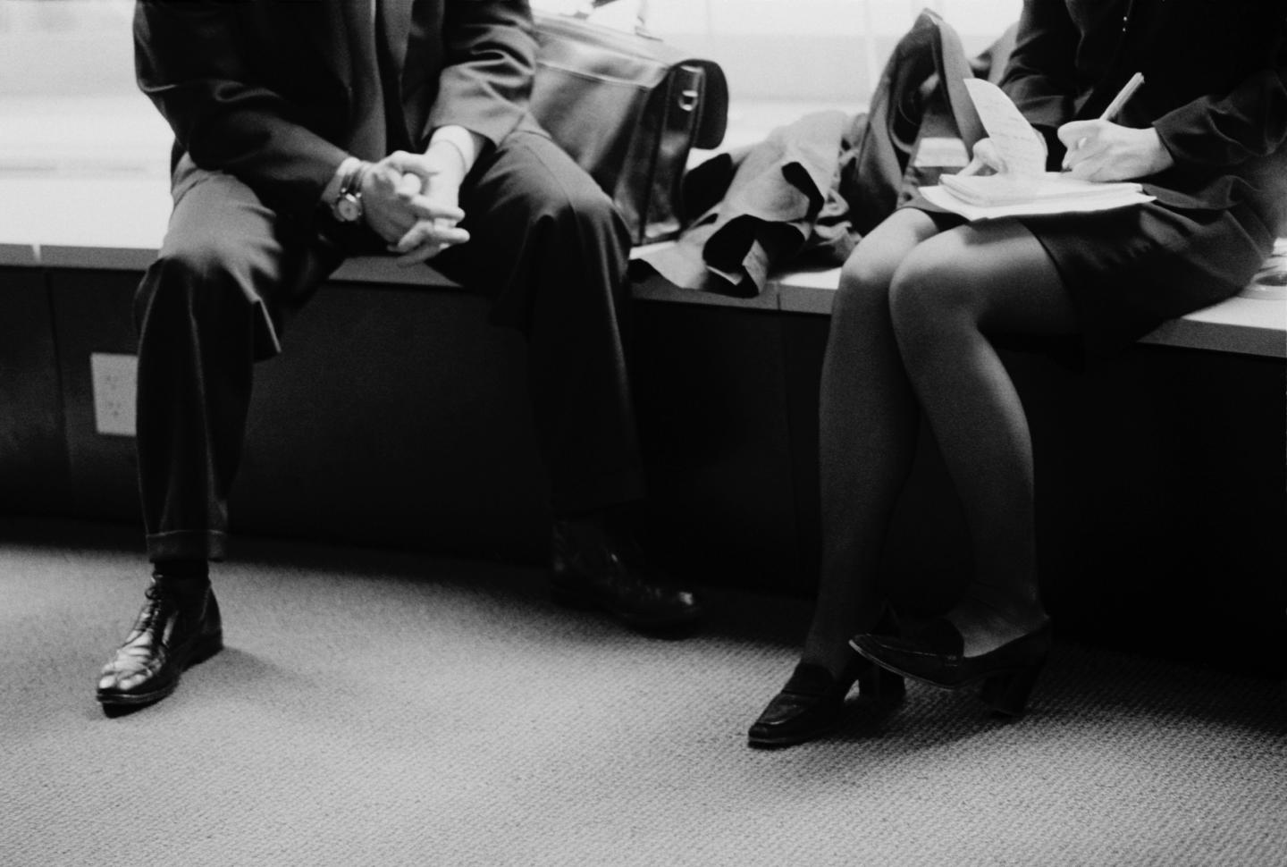 Woman interviewing man