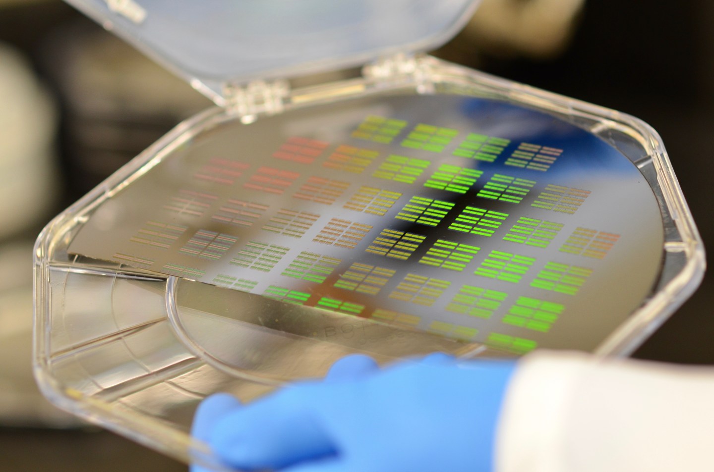 A silicon wafer designed to sort particles found in bodily fluids for the purpose of early disease detection.