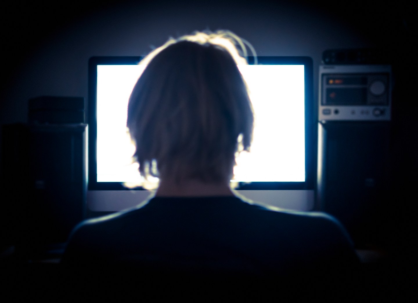 Working late at night.