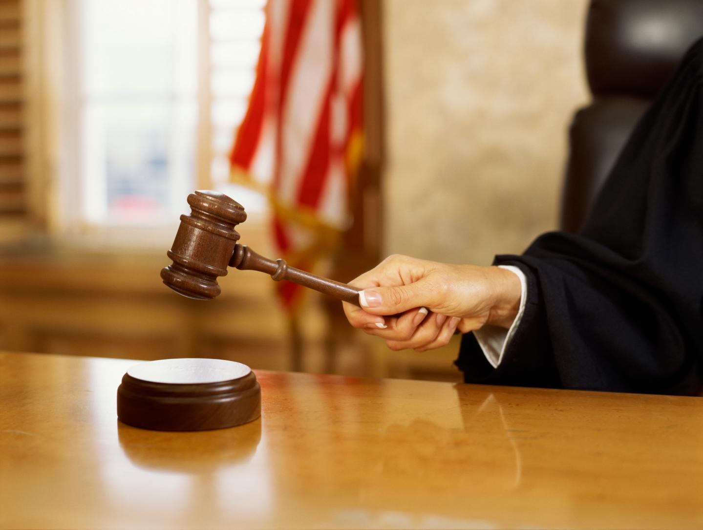 Close-up of a gavel and its sound block