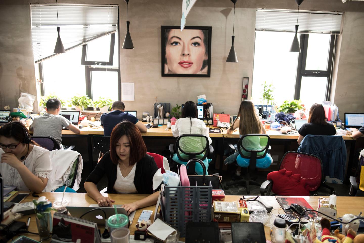 BEIJING, CHINA - MAY 23  Internet start up employees work on th
