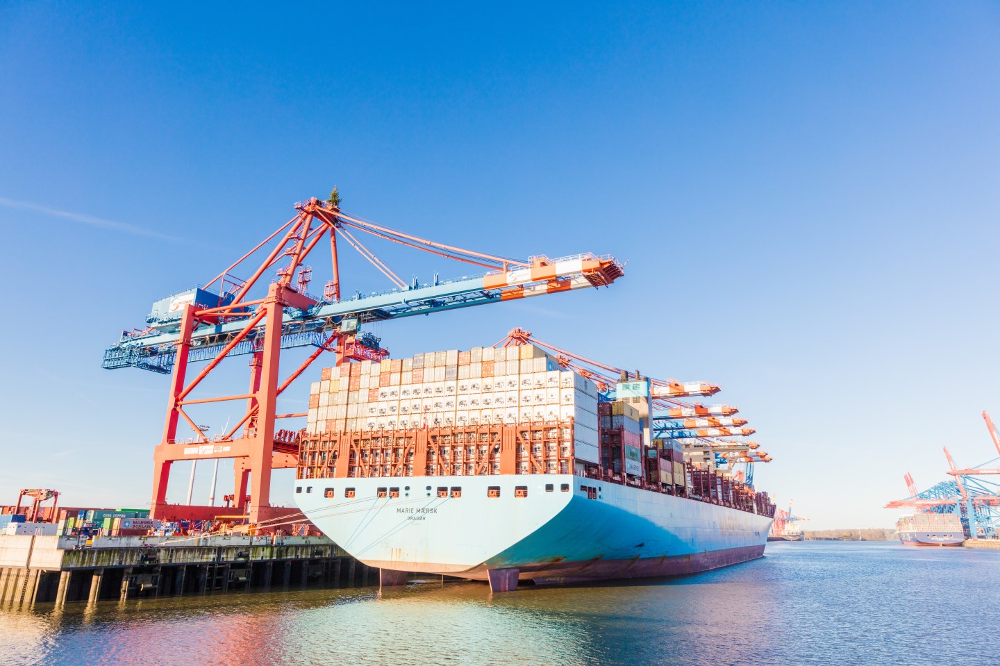Container terminal in Hamburg harbour.