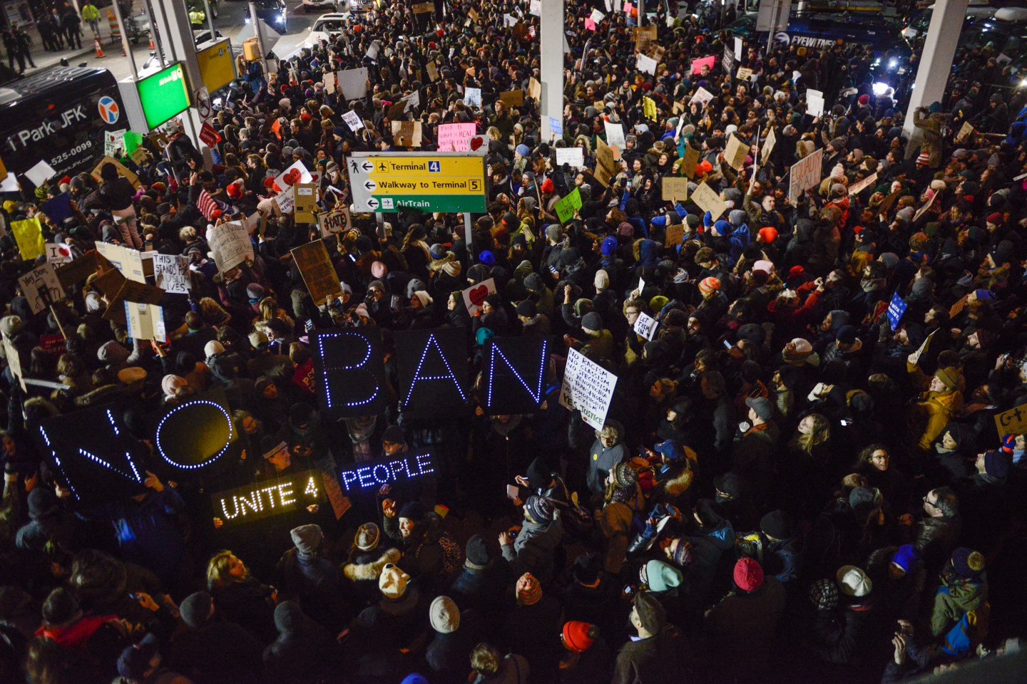 Protestors Rally At JFK Airport Against Muslim Immigration Ban