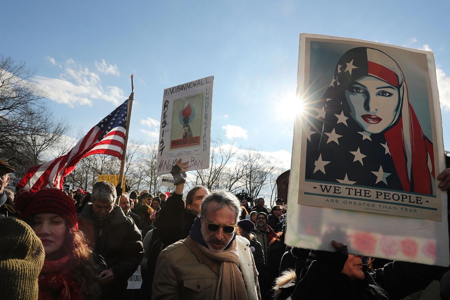 Rally And March In NYC Protests Refugee And Muslim Ban