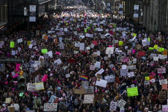 Demonstrators Take Part In The Women's March On New York City Following The Inauguration Of President Trump
