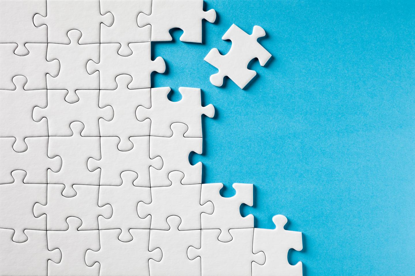 Jigsaw Puzzle on Blue