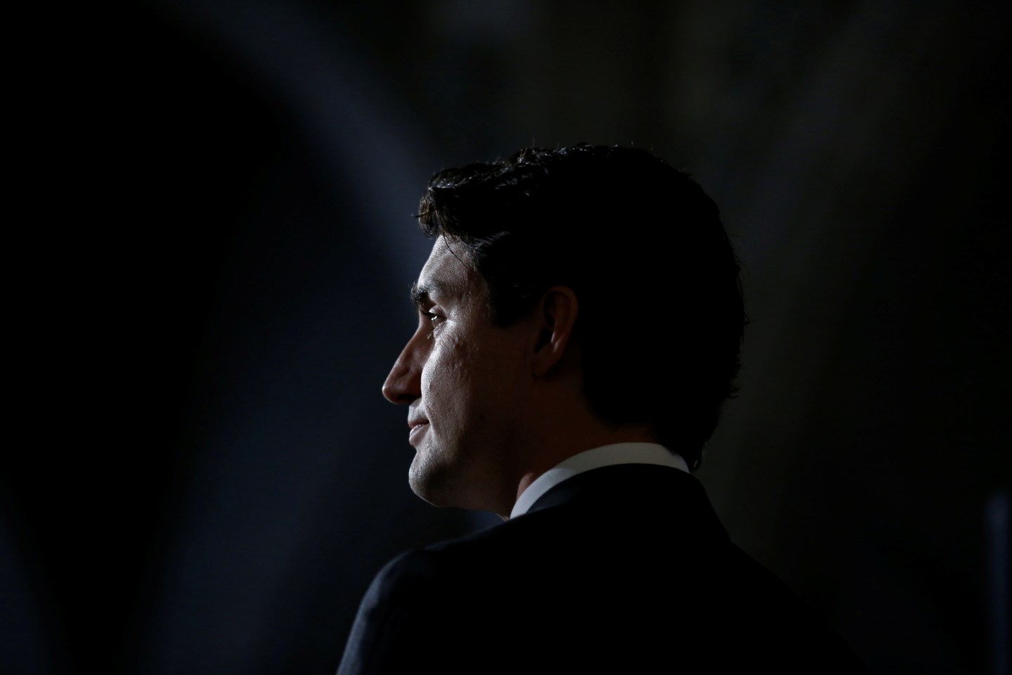 Canada's Prime Minister Justin Trudeau takes part in a news conference on Parliament Hill in Ottawa