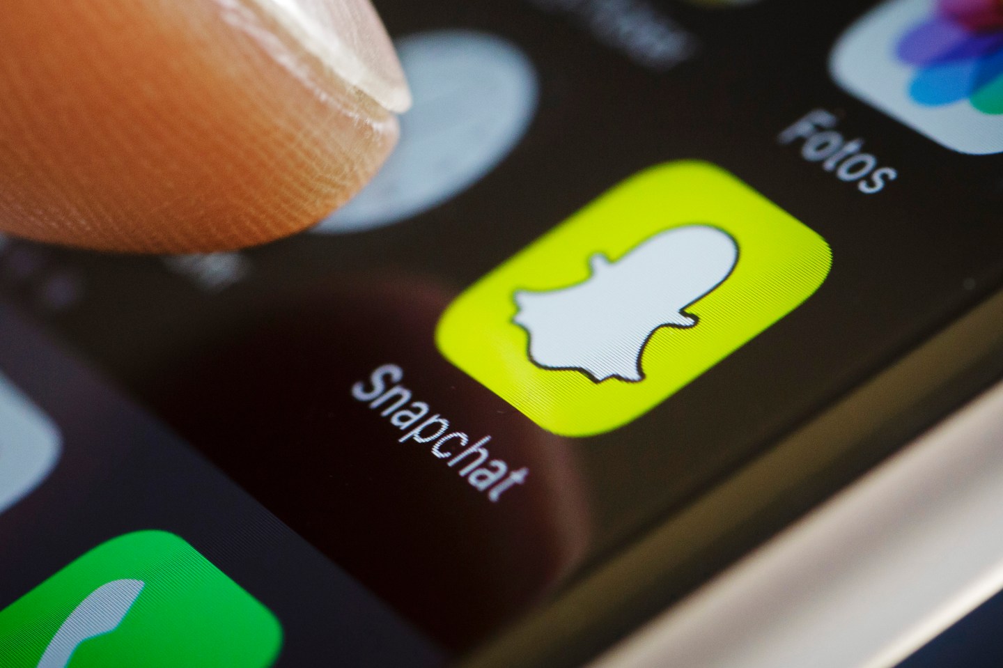 In this photo illustration the app of Snapchat is displayed on a smartphone on September 27, 2016 in Berlin, Germany.