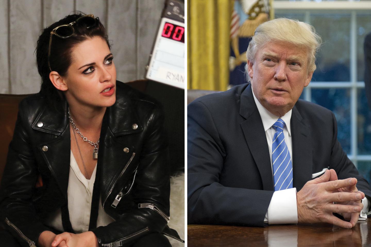 PARK CITY, UT - JANUARY 20:  Kristen Stewart from the film 'Come Swim' attends  The Hollywood Reporter 2017 Sundance Studio At Sky Strada - Day 1 - 2017 Park City on January 20, 2017 in Park City, Utah.  (Photo by John Parra/Getty Images for The Hollywood Reporter)

U.S. President Donald Trump prepares to sign three executive orders in the Oval Office of the White House in Washington, D.C., U.S., on Monday, Jan. 23, 2017. Trump abruptly ended the decades-old U.S. tilt toward free trade by signing an executive order to withdraw from an Asia-Pacific accord that was never ratified and promising to renegotiate the North American Free Trade Agreement. Photographer: Ron Sachs/Pool via Bloomberg
