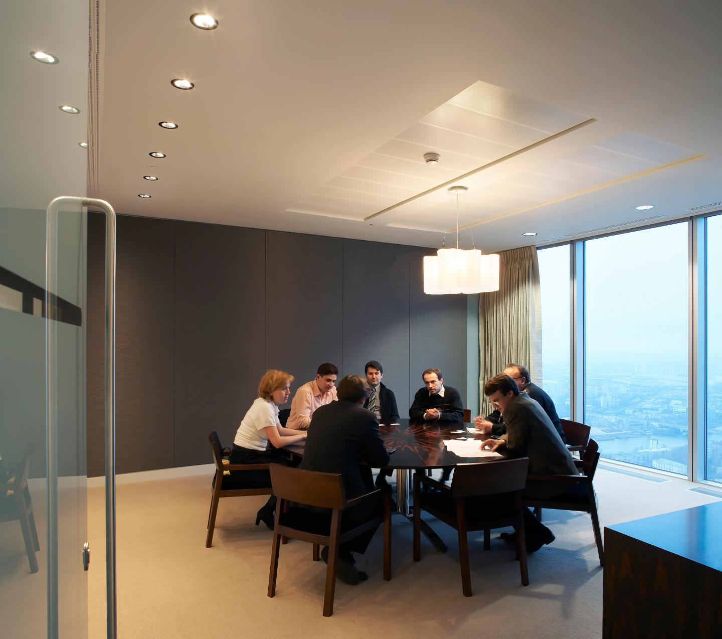 Rencap Offices (Renaissance Capital), Krasnopresnenskaya Nab, MoscowRussia Architect: Swanke Hayden Connell 2009 Rencap Offices Moscow, People Using Meeting Room