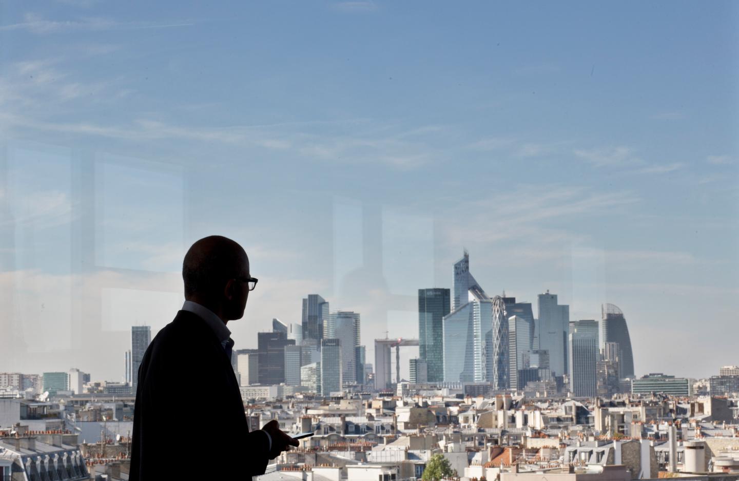 PARIS, FRANCE - OCT, 4th, 2016: Satya Nadella in front of Paris La Defense skyline. (Picture by Veronique de Viguerie/ Reportage by Getty Images)