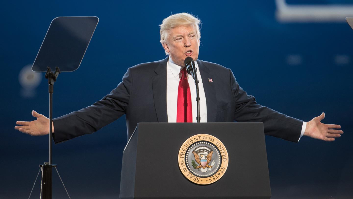Donald Trump Visits S. Carolina Boeing Plant For Debut Of 787-10 Dreamliner